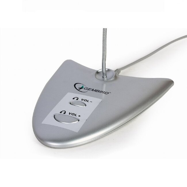 Gembird USB-A Tischmikrofon mit flexiblem Schwanenhals und Bedienknöpfen – Grau, 1,2 m