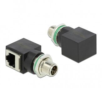 DeLOCK M12 8-pol X-codiert (m) - RJ45 (w) Industrie Netzwerkadapter | Einbau | Winkel | CAT6a | PUR
