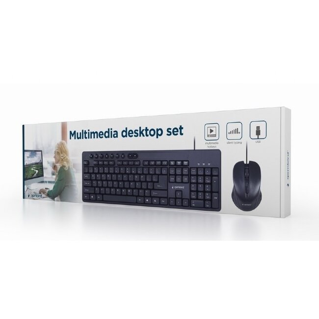 Gembird Multimedia USB Tastatur und Maus Set kabelgebunden - QWERTY (US) / Schwarz - 1,5 m