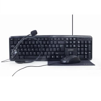 Gembird Gembird 4-in-1 Desktop-Set – USB Tastatur, Maus, Headset und Mauspad / Schwarz