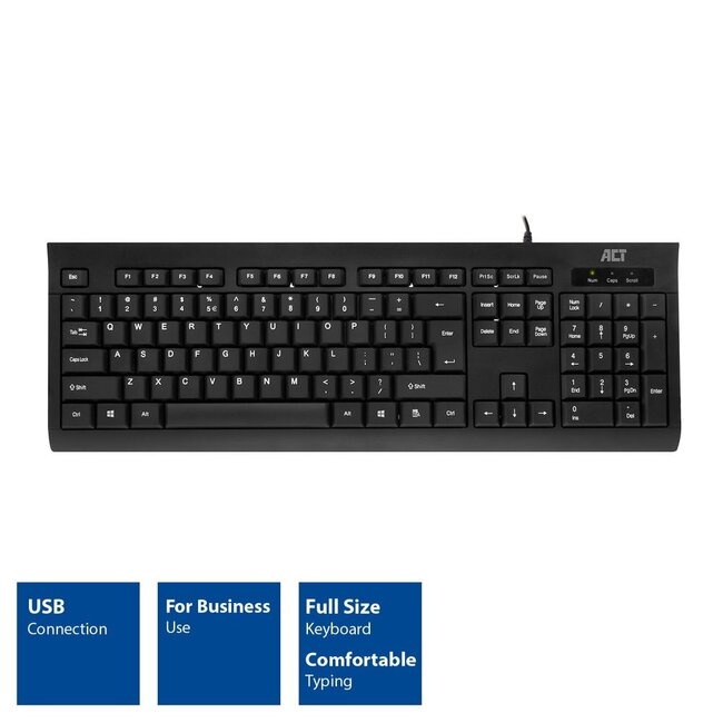 ACT Business USB Tastatur kabelgebunden - QWERTY (US) / Schwarz - 1,4 m