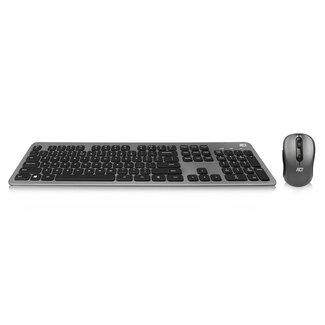ACT ACT kabelloses Slimline Multimedia USB-A/USB-C Tastatur- und Maus-Set - QWERTY (US) / Grau/Schwarz