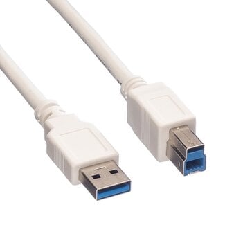 Value USB-A auf USB-B Kabel - USB 3.0 - bis 2A / Weiß - 3 Meter