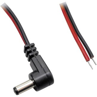 BKL DC-Stecker (m) gewinkelt 5,5 x 2,1mm Stromkabel offen - max. 3A / schwarz/rot - 0,30m