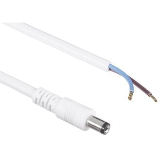 BKL DC-Stecker (m) 5,5 x 2,5mm Stromkabel offen - max. 7A / weiß - 2m