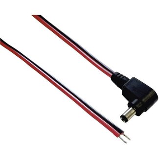 BKL DC-Stecker (m) gewinkelt 5,5 x 2,5mm Stromkabel offen - max. 10A / schwarz/rot - 2m