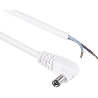 BKL DC-Stecker (m) gewinkelt 5,5 x 2,5mm Stromkabel offen - max. 7A / weiß - 2m