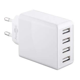 Goobay Goobay USB Heimladegerät 4 Ports - Smart IC - 6A / Weiß