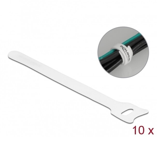 Klettband Kabelbinder 150 x 12mm Weiß (10 Stück)