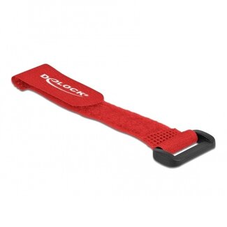 DeLOCK Klettband Kabelbinder mit Schnalle 150 x 20mm / Rot (5 Stück)