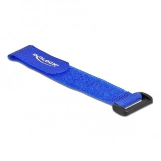 DeLOCK Klettband-Kabelbinder mit Schnalle 190 x 25 mm / Blau (5 Stück)