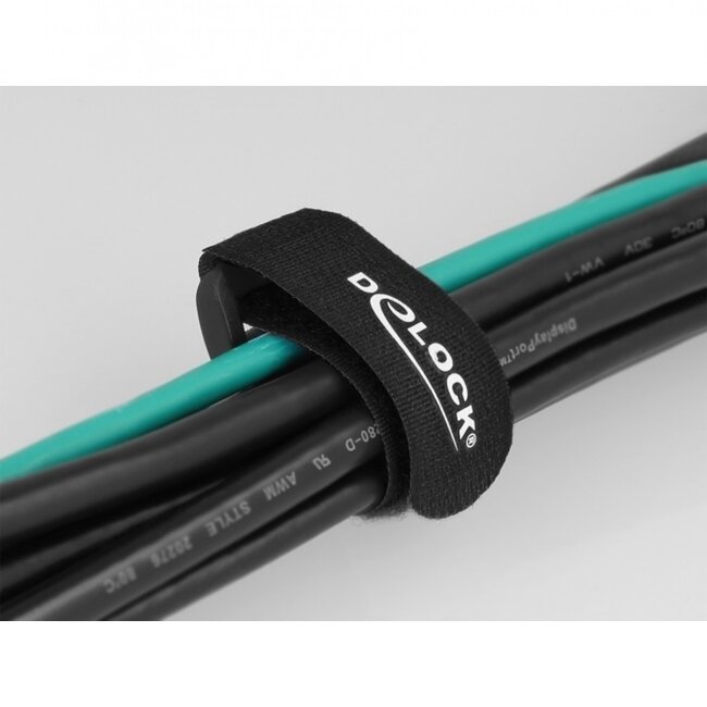 Klettband-Kabelbinder mit Schnalle 150 x 20mm / Schwarz (5 Stück)