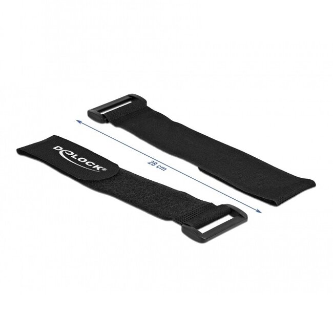 Klettband Kabelbinder mit Schnalle 280 x 38mm / Schwarz (3 Stück)