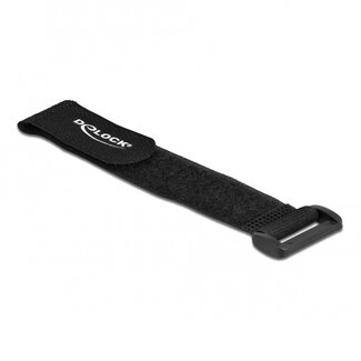 DeLOCK Klettkabelbinder mit Schnalle 190 x 25 mm / Schwarz (5 Stück)