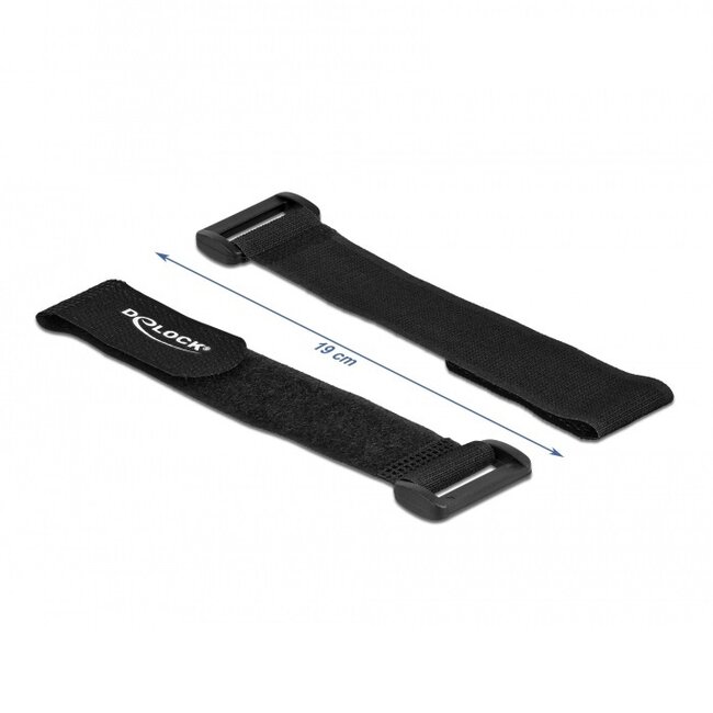 Klettkabelbinder mit Schnalle 190 x 25 mm / Schwarz (5 Stück)