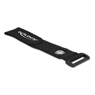 DeLOCK Klettband Kabelbinder mit Schnalle und Ring 280 x 38mm schwarz (3 Stück)