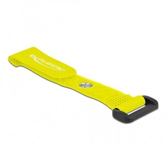 DeLOCK Klettband Kabelbinder mit Schnalle und Ring 150 x 20mm / Gelb (5 Stück)