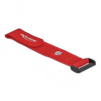 DeLOCK Klettband-Kabelbinder mit Schnalle und Ring 190x25mm Rot (5 Stück)