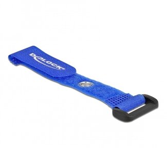 DeLOCK Klettkabelbinder mit Schnalle und Ring 150 x 20mm / Blau (5 Stück)