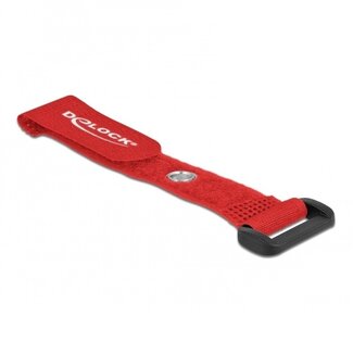 DeLOCK Klettband-Kabelbinder mit Schnalle und Ring 150 x 20mm / Rot (5 Stück)