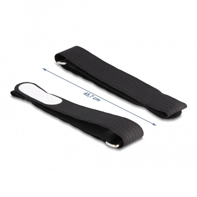 Klettkabelbinder mit Schnalle und Etikett 457 x 25mm / schwarz (5 Stück)