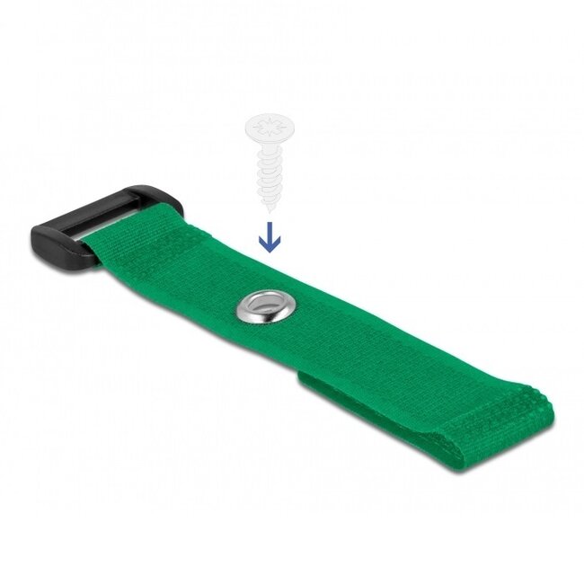 Klettband Kabelbinder mit Schnalle und Ring 150 x 20mm Grün (5 Stück)