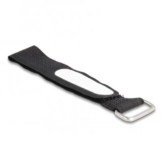 DeLOCK Klettband Kabelbinder mit Schnalle und Etikett 203 x 20mm / Schwarz (5 Stück)