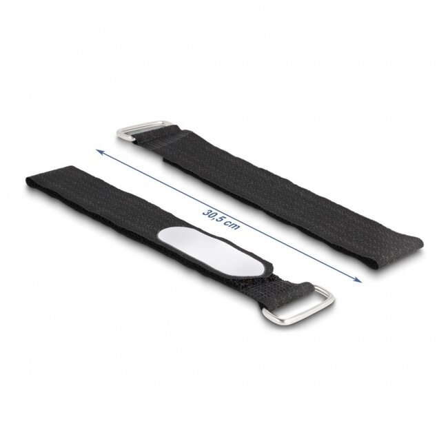 Klettband-Kabelbinder mit Schnalle und Etikett 305x25mm schwarz (5 Stück)