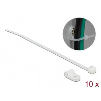 DeLOCK Kabelbinder mit Montageclip | 150 x 2,5 mm | transparent | 10 Stück