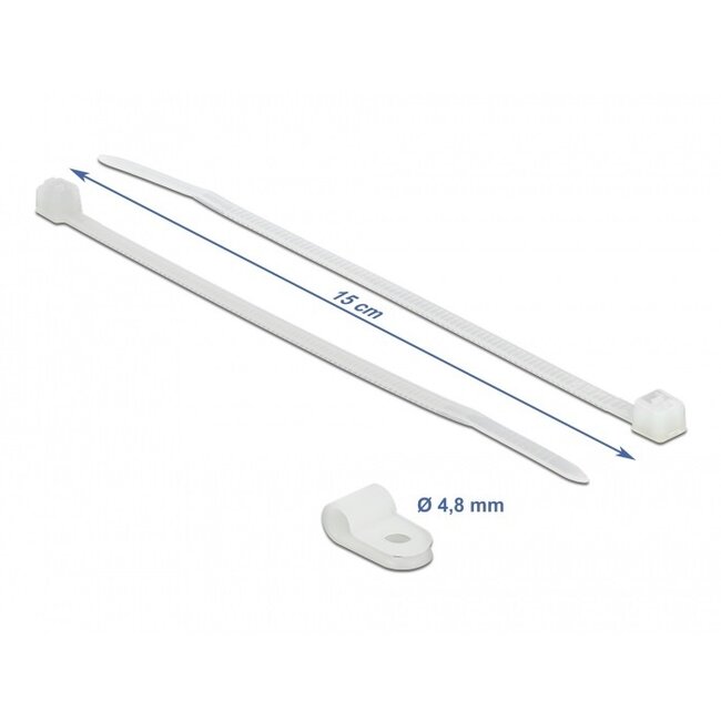 Kabelbinder mit Montageclip | 150 x 2,5 mm | transparent | 10 Stück