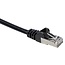 S/FTP CAT6a 10-Gigabit Netzwerkkabel 90° nach unten / gerade / schwarz - 0,50 m