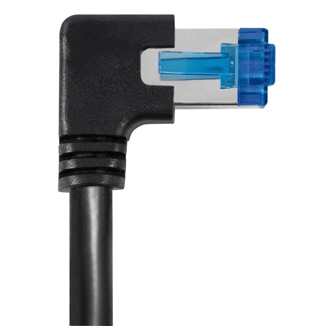 S/FTP CAT6a 10Gbit Netzwerkkabel 1,5m LSZH, Winkelstecker links/rechts, schwarz