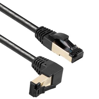 MaxTrack S/FTP CAT8.1 40Gbit Netzwerkkabel 90° oben / gerade schwarz - LSZH - 0,50m