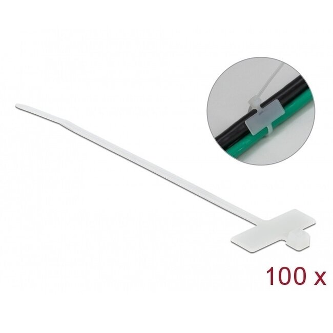 Kabelbinder 200 x 2,5 mm transparent mit Etikett (100 Stück)