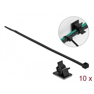 DeLOCK Kabelbinder mit Halterungen | 200 x 3,6 mm | Schwarz | 10 Stück
