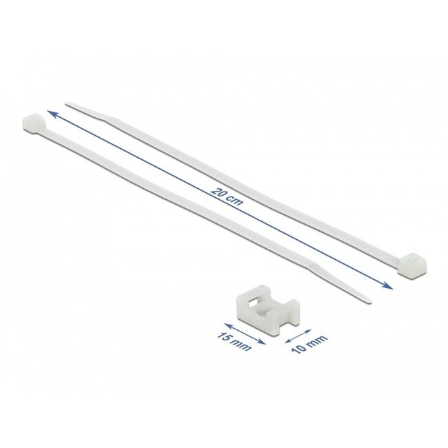 Kabelbinder mit Montagehalter | 200 x 3,6mm | transparent | 10 Stück