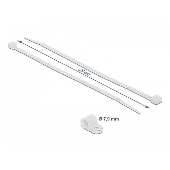 Kabelbinder mit Montageclip | 250 x 3,6 mm | transparent | 10 Stück