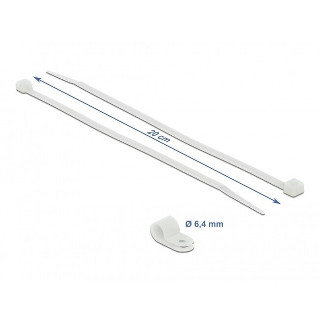 Kabelbinder mit Montageclip | 200 x 3,6 mm | transparent | 10 Stück