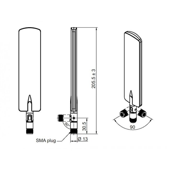 LTE (4G) Antenne - Omnidirektional - SMA (m) - 2 dBi / Schwarz