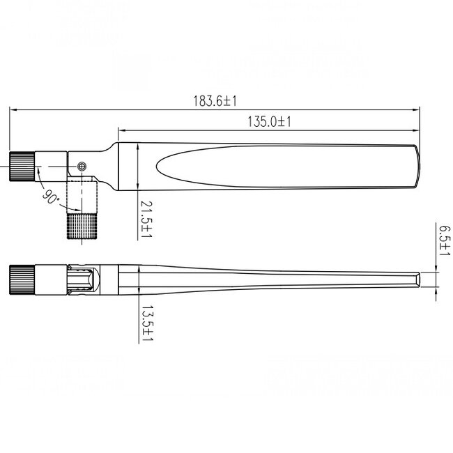 5G Antenne Omnidirektional SMA (m) -3,3 bis 1,3 dBi Schwarz