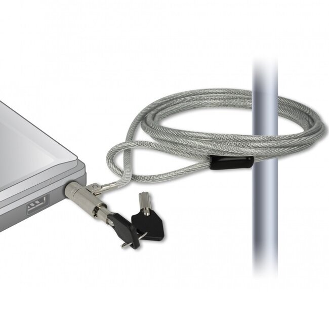 Navilock Kompaktes Notebook-Schloss mit Schlüsseln - Kensington Lock (3 x 7 mm) / Silber - 1,8 m