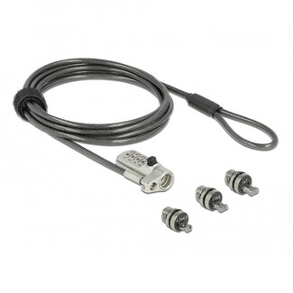 Navilock Navilock 3-in-1 Notebook-Schloss mit Zahlencode, Schwarz - 2 Meter