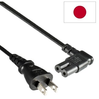 DINIC C7 Stromkabel 1,8m VVF 2x0,75mm schwarz, Typ A Japan, rechts/links gewinkelt