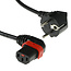 C13 (rechtwinklig/rechts mit IEC Lock) - CEE 7/7 (rechtwinklig) Stromkabel - 3x 1,00mm² / schwarz - 2 Meter