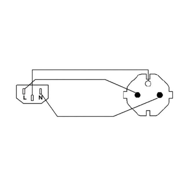 C13 (rechtwinklig/rechts mit IEC Lock) - CEE 7/7 (rechtwinklig) Stromkabel - 3x 1,00mm² / schwarz - 1 Meter
