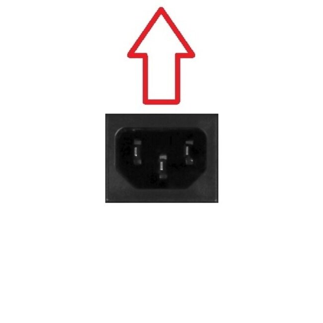 C13 (winklig/oben mit IEC Lock) - CEE 7/7 (winklig) Stromkabel - 3x1,00mm² / schwarz - 3 Meter