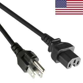 DINIC C15 (gerade) - Typ B / Amerika (gerade) Stromkabel - SJT AWG14/3 / Schwarz - 1,8 Meter