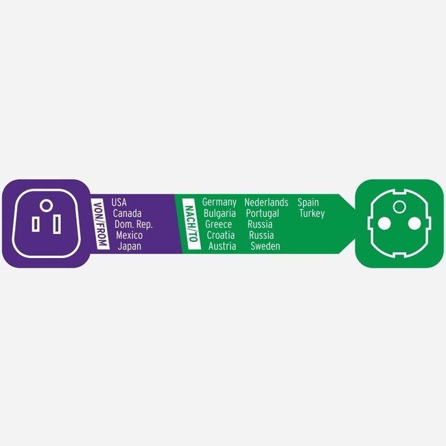 Reiseadapter USA & Japan (Typ B) auf Europa (geerd) – Schwarz