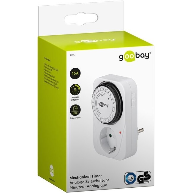 Goobay mechanische Zeitschaltuhr - 96 Schaltzyklen/24h - für Innen - Weiß