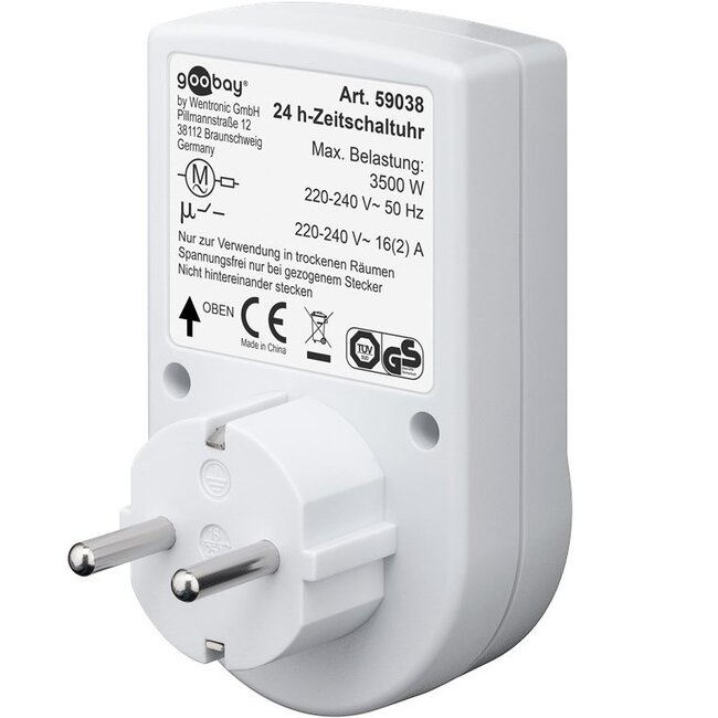 Goobay mechanische Zeitschaltuhr - 48 Schaltvorgänge/24h - für Innen - Weiß